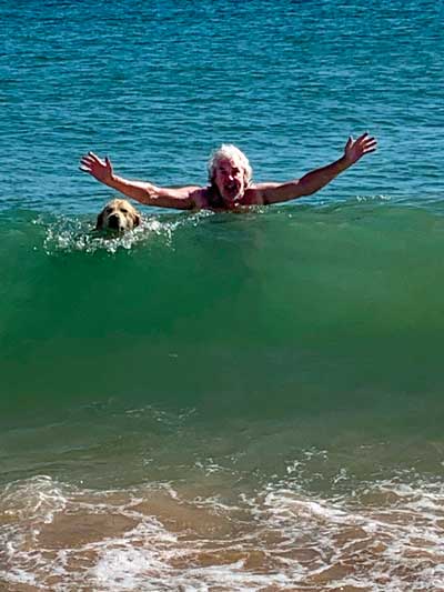 w Bracken and Steve in the sea
