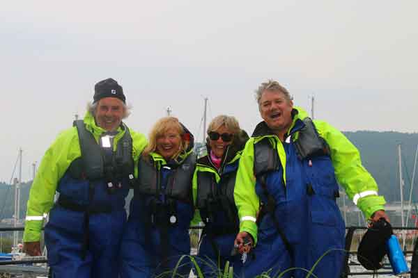 the four of us geared up
