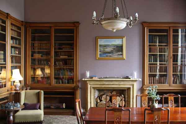 The library where books saved from Loch Fyne are stored at Stonefield Castle