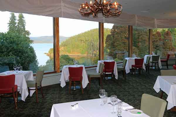 Savouring sunset views over Loch Fyne from the dining room at Stonefield Castle, 