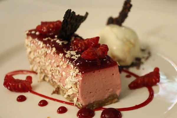 Dessert King: raspberry Cranachan cheesecake. at Stonefield Castle